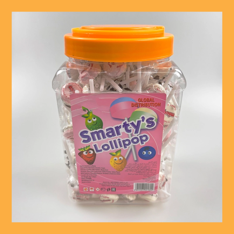 Jar Packed Double Colors Mixed Milk and Fruits Flavor Lollipop