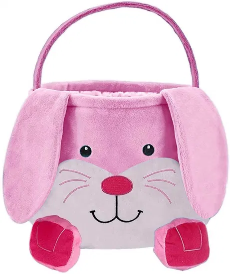 Easter Rabbit Bunny Egg Hunting Soft Plush Cotton Candy Basket for Kids