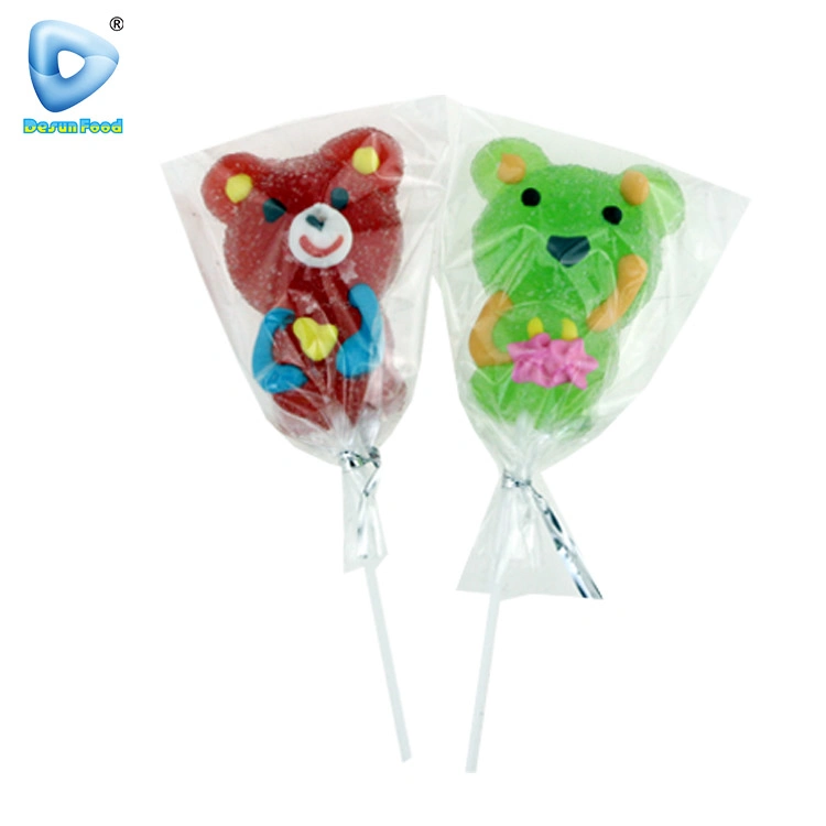 Delicious Cartoon Animal Shape Sweets Fruity Flavor Gummy Soft Lollipop Candy
