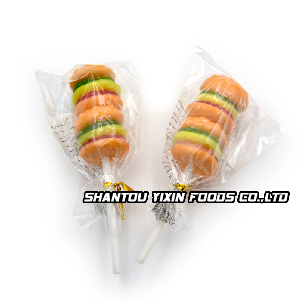 Supplier Custom Halal Hamburger Shape Gummy Fruit Soft Candy