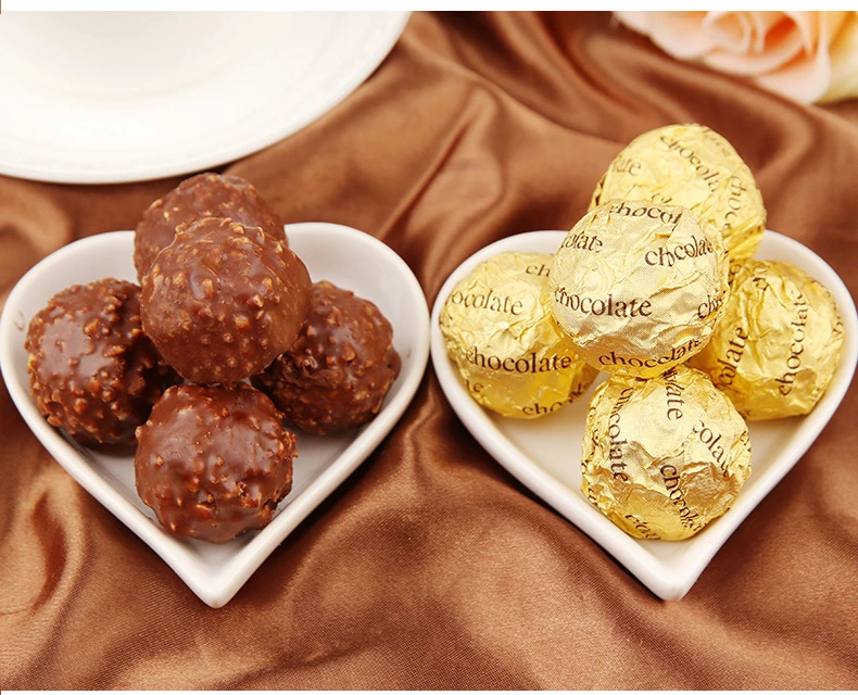 Wholesale New Pattern Chocolate Nut Sandwich Sweet Halal Valentine&prime;s Day Golden Chocolate Ball Candies