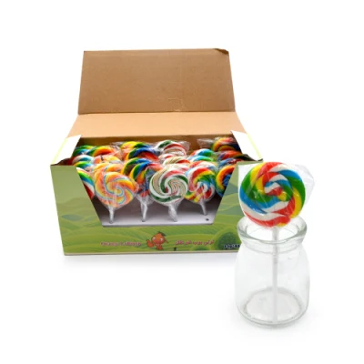 Factory Wholesale Colorful Hard Sweet Round Rainbow Lollipop for Kids
