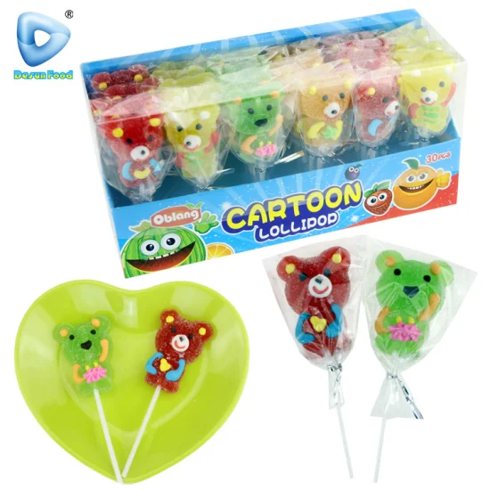 Delicious Cartoon Animal Shape Sweets Fruity Flavor Gummy Soft Lollipop Candy